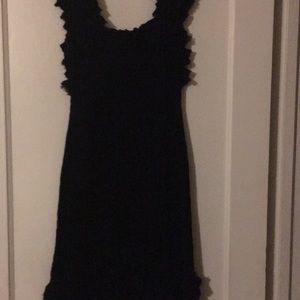 Black ruffle stretch dress